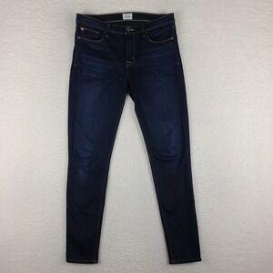 Hudson Jeans Womens 29 Blue Nico Mid Rise Super Skinny Dark Wash Denim *